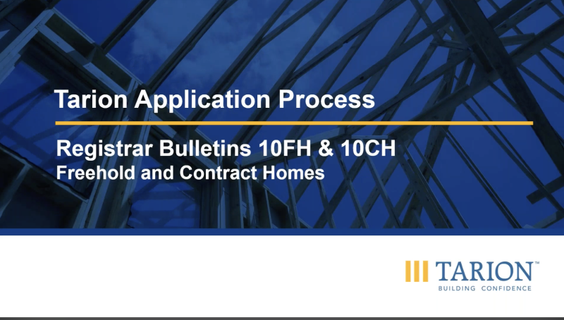 Tarion Application Process for Freehold & Contract Homes (RB 10FH & 10CH)
