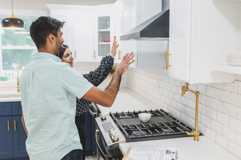 New home buyer inspecting the kitchen