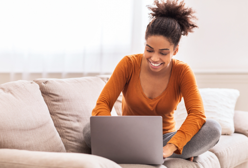 Woman using laptop