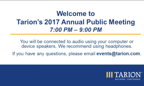 Tarion's Annual Public Meeting 2017