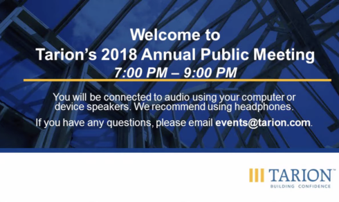 Tarion's Annual Public Meeting 2018
