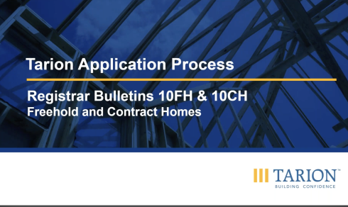 Tarion Application Process for Freehold & Contract Homes (RB 10FH & 10CH)