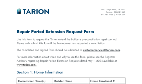 Repair Period Extension Request Form