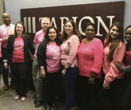Tarion employee embracing pink shirt day